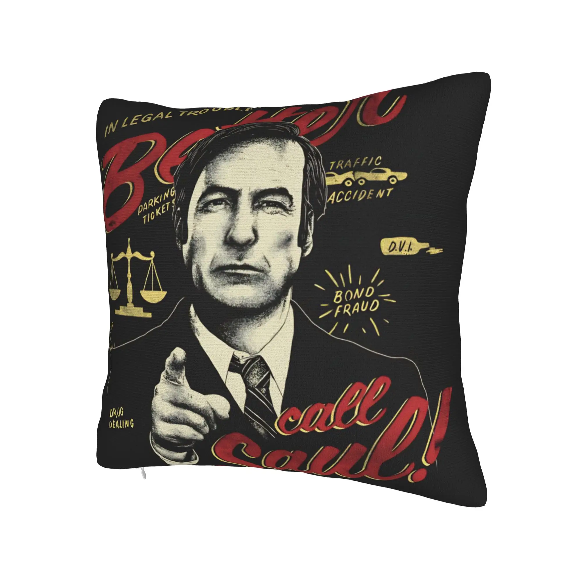 Decorative Pillow Covers Saul Goodman Actor  Accessories Car  Throw Pillow Case Cover Zipper Multiple Sizes