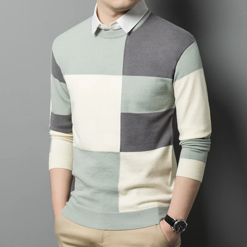 Sweater Two-Piece Shirt Collar Men Casual Long-Sleeve T-Shirt Autumn Winter