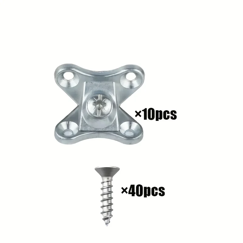 10 metal L-shaped brackets, with screws - Smooth metal furniture support connectors, suitable for wooden furniture