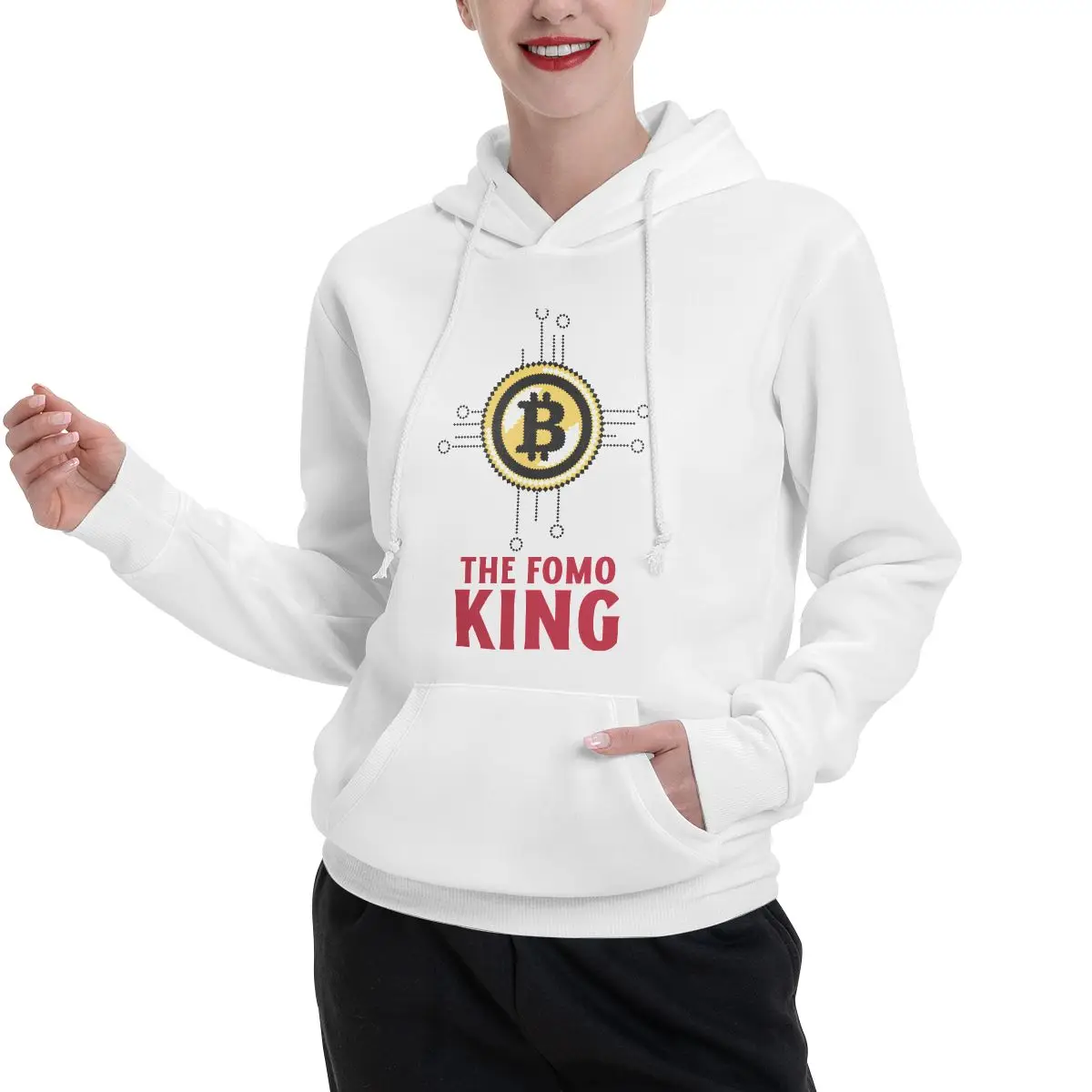 Couples Plus Velvet Hooded Sweater FOMO King Bitcoin Classic Beautiful Hooded rope pullover Top quality Travel