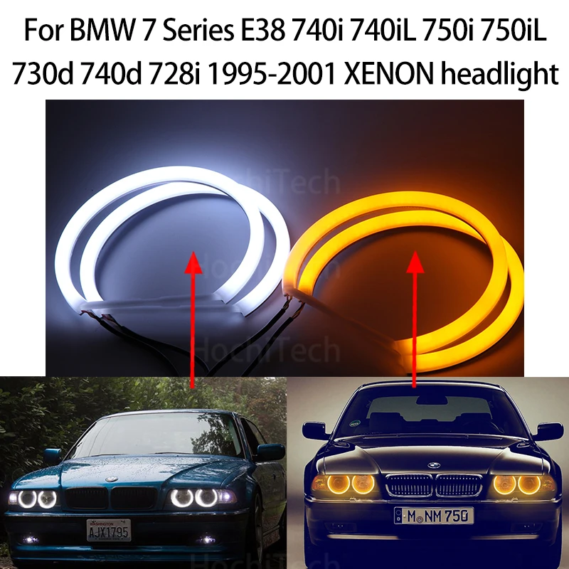 Switchback Cotton Light LED Angel Eye Dual White Amber for BMW 7 E38 740i 740iL 750i 750iL 730d 740d 728i 95-01 XENON Headlight