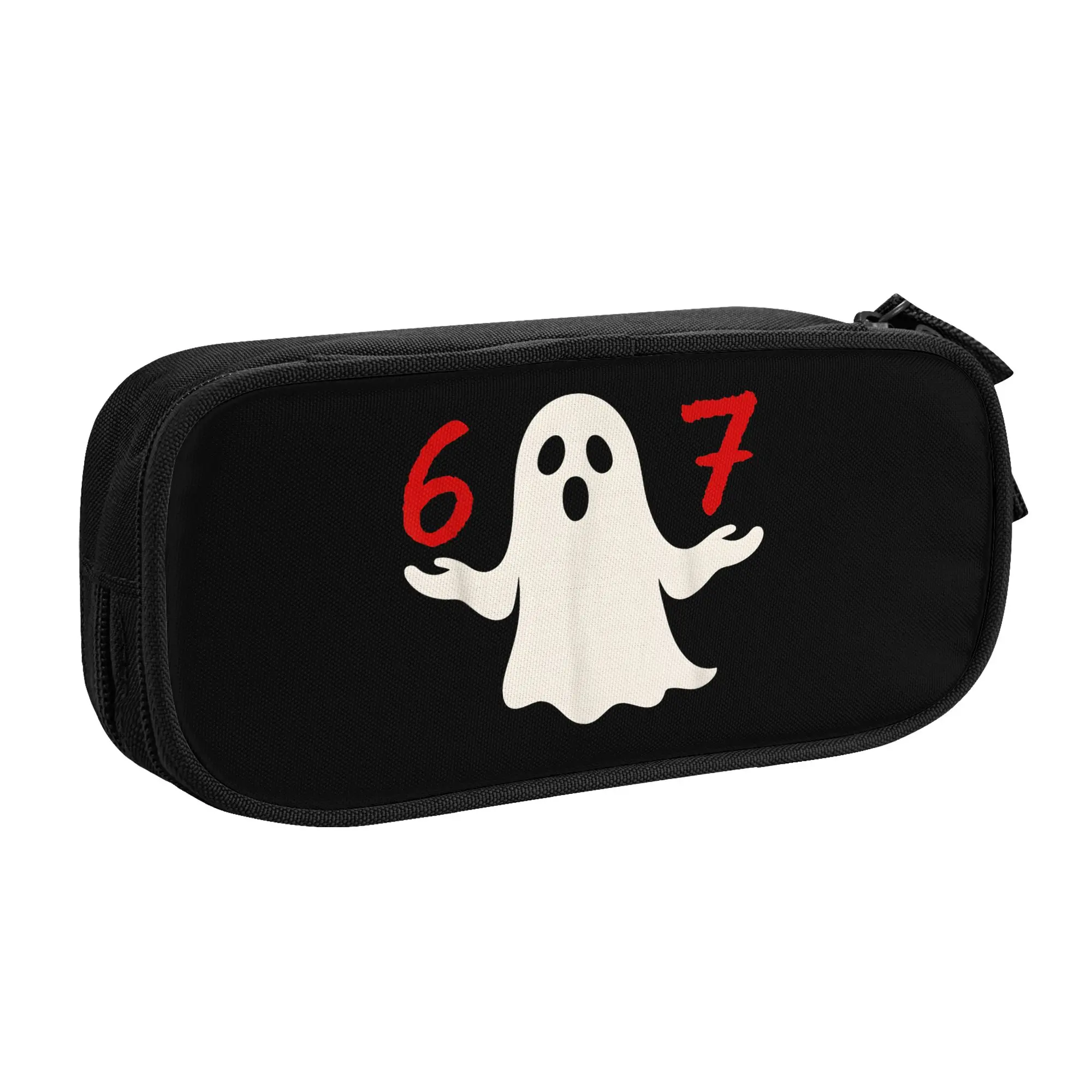 Fun Six Seven Meme 67 Halloween Ghost Pencil Case Pen Holder Bag Girls Boys Big Capacity Office Gifts Pencil Pouch Stationery