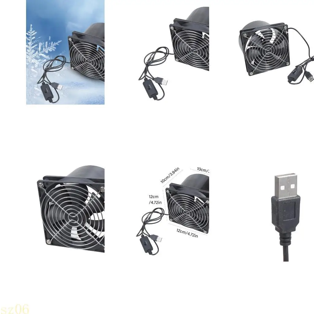 

Q2Q4 12см ABS Пластиковый съемный вентилятор USB 5V Управление тройной скоростью для помещений для садоводства -печать