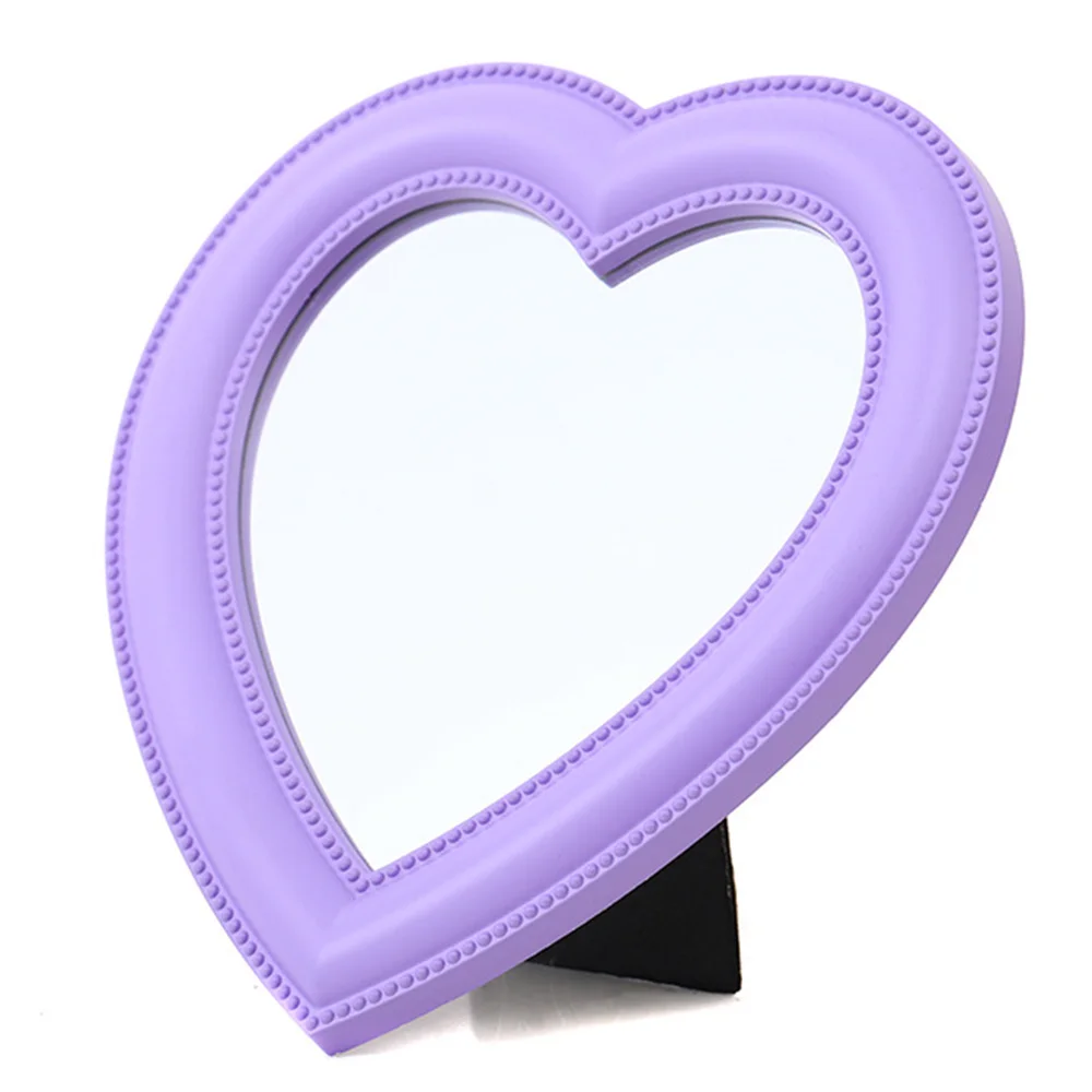 Love Mirror Desktop Makeup Mirror Wall Mounted Dual-Use Vanity Mirror Girl Room Wall Decor Heart-Shaped Mirror