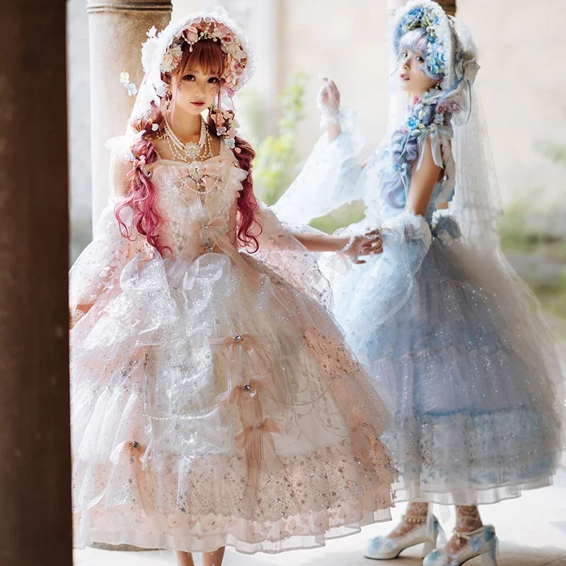 Japanese girls Tea Party Lolita dress Harajuku Court Gorgeous retro Lolita Princess Jsk dress Women's lace-up dress