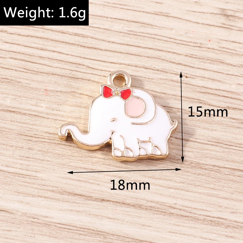 10 Stück 15x18mm Niedliche Emaille-Tieranhänger Bunte Kristall-Elefanten-Anhänger für Schmuckherstellung Ohrringe Halskette DIY Geschenke – Detail 10