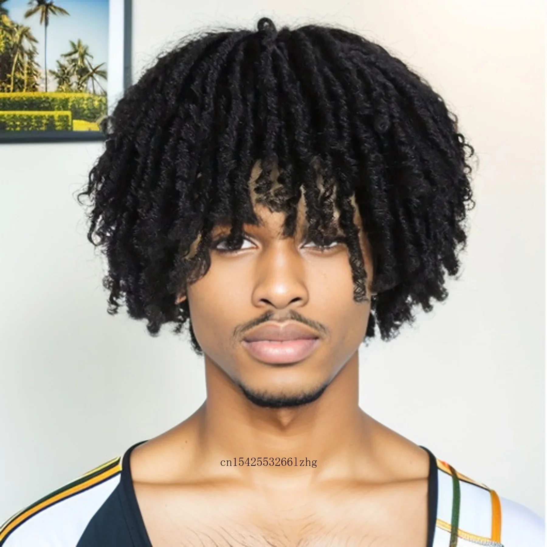 

GNIMEGIL Synthetic Short Dreadlock Braided Half Wig Black/Brown/Blonde Afro Men's Wigs Hairpiece Toupee Wig for Black Men Women