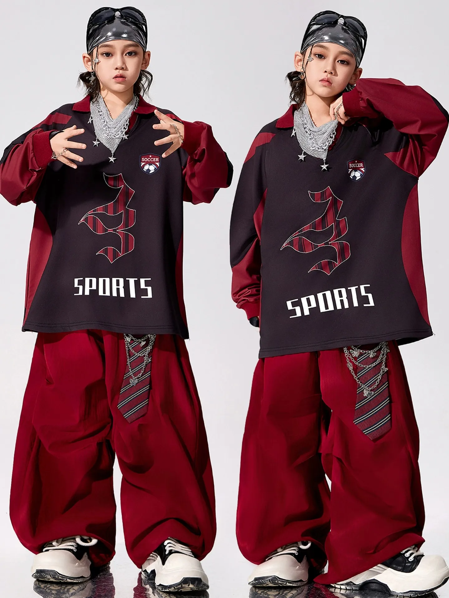 

American Sle Children's Street Dance Outfit Hoodie Performance Costume for Boys And Girls Drum Performance Cool Faionable