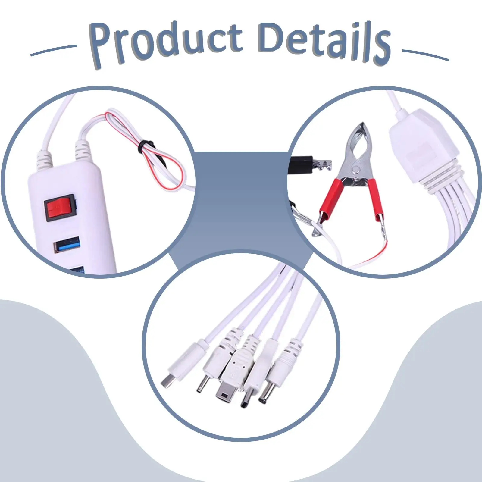 3 USB Clip Charger with Switch, Professional Easy to Use Portable Mobile Phone Universal for Smartphone Electronic Device