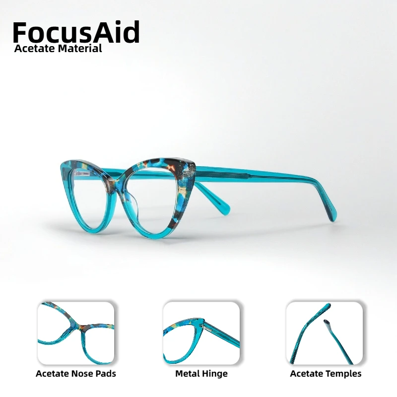 

Luxury Women's Retro Cat-Eye Style Optical Glasses Fashionable Brand Designer Design High-Quality Women's Acetate Material