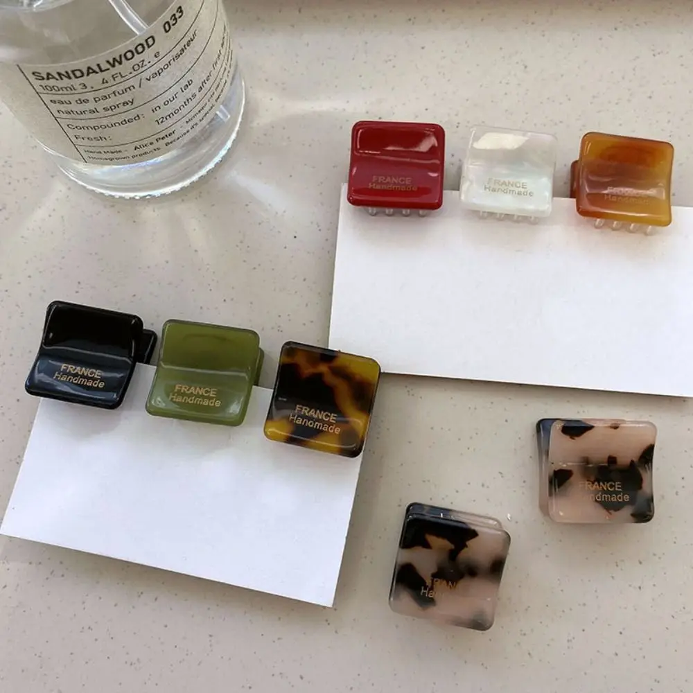 Fashion Acetic Acid Mini Hair Claw Hair Grab Clip Square Acetate Hair Clips High Ponytail Clip Y2K Daily