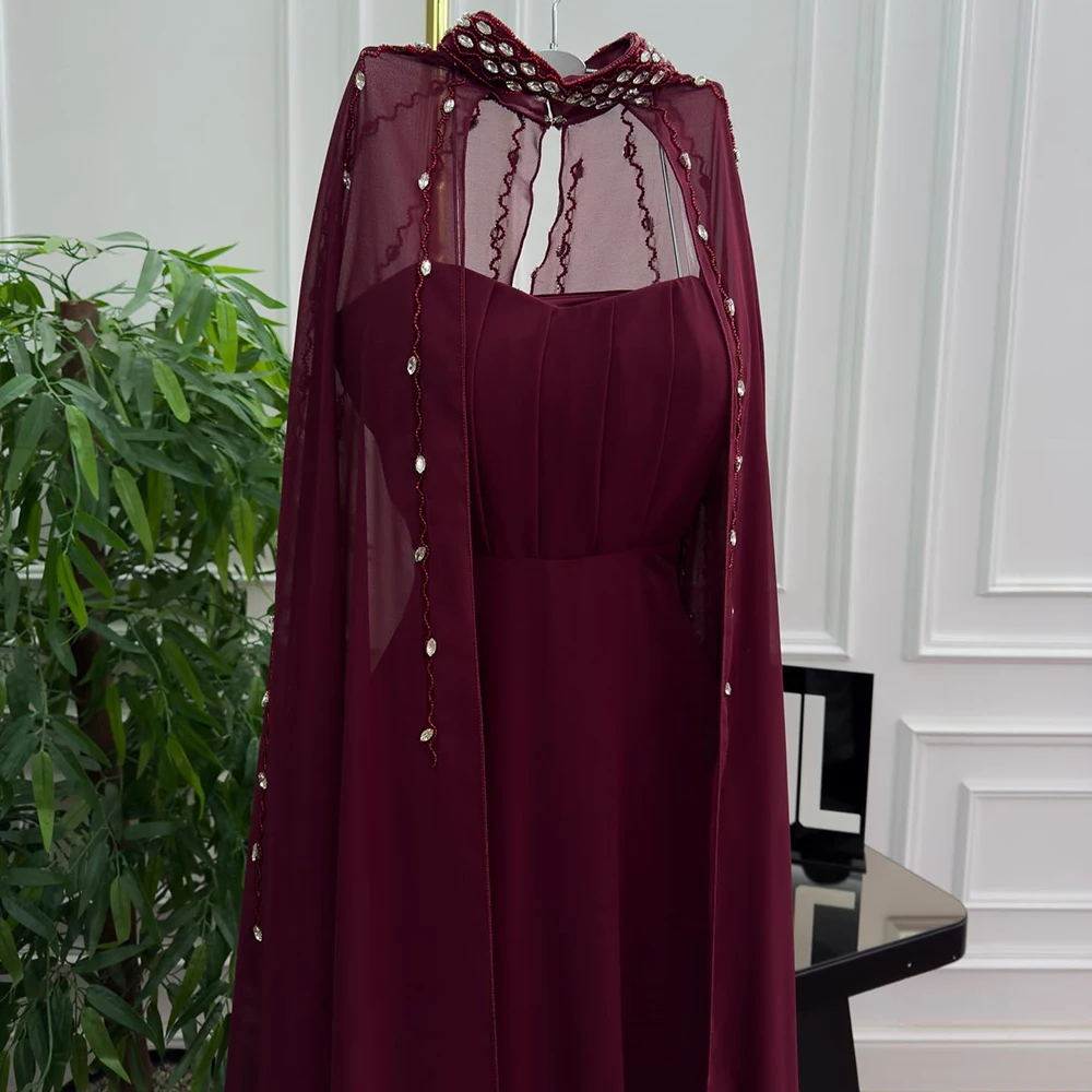 Suknie wieczorowe w kształcie litery A, do ziemi, z wysokim dekoltem, bez rękawów, suknie balowe, modne, z kryształowym szalem, proste, drapowane suknie na przyjęcie.