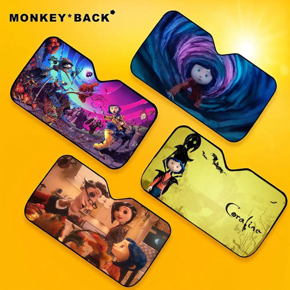 

Funny Cool C-Coraline Film Cartoon Windshield Sunshade Windscreen Cover Sun Shade Auto Sun Visor Car-covers Car Solar Protection
