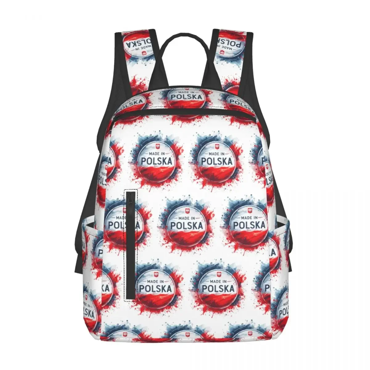 Made In Polska Poland Polish Flag Red White Gift Backpack Large Capacity Kids BookBag School Bag Shoulder Bags for Men Women
