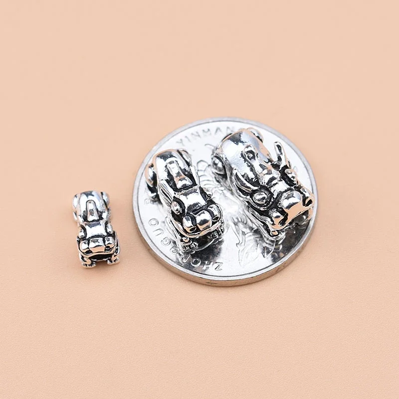 925 sterling silver Thai silver PiXiu beads lucky fortune transfer PiXiu beads handmade DIY beaded bracelet accessories