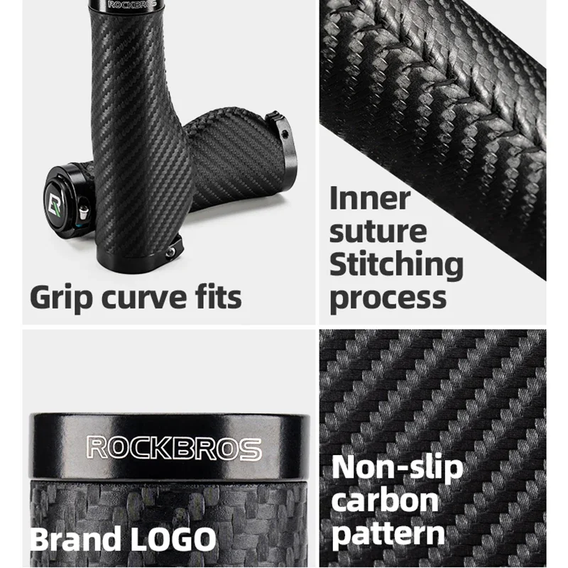 ROCKBROS maniglie per biciclette manopole MTB manopole per manubrio per bici da strada in pelle PU morbide antiscivolo accessori per biciclette confortevoli