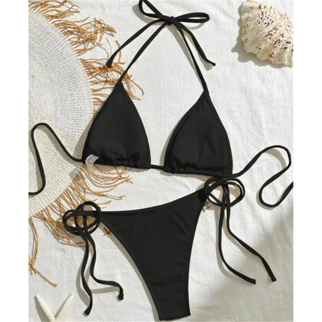 Neuer Splicing-Neckholder-Bikini mit Trägern, brasilianischer Stil, Damen-Badeanzug, zweiteiliges Bikini-Set, Badebekleidung, Badeanzug, Schwimmanzug V6024 – Detail 26