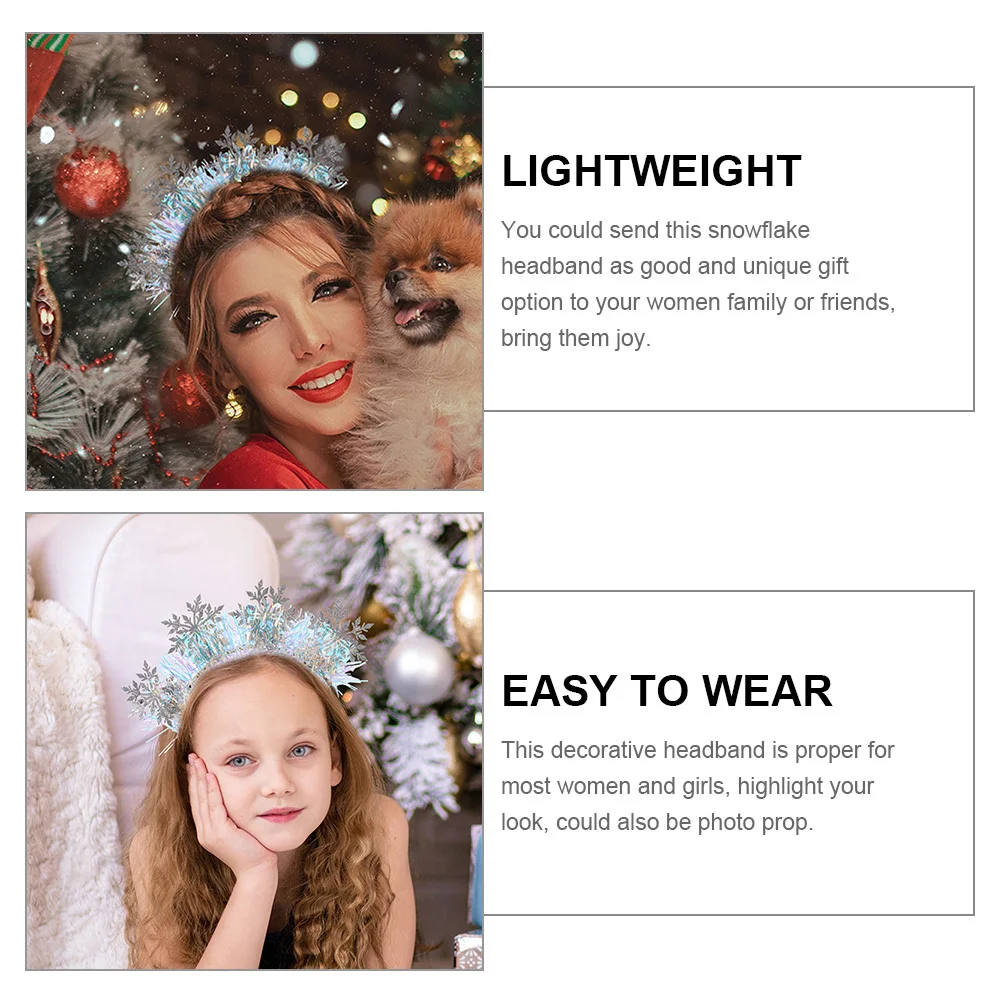 

3Pcs Snowflake Headband Glitter Christmas Party Decorative Hair Accessories for Women Girls Unique Eye-Catching Xmas Gift