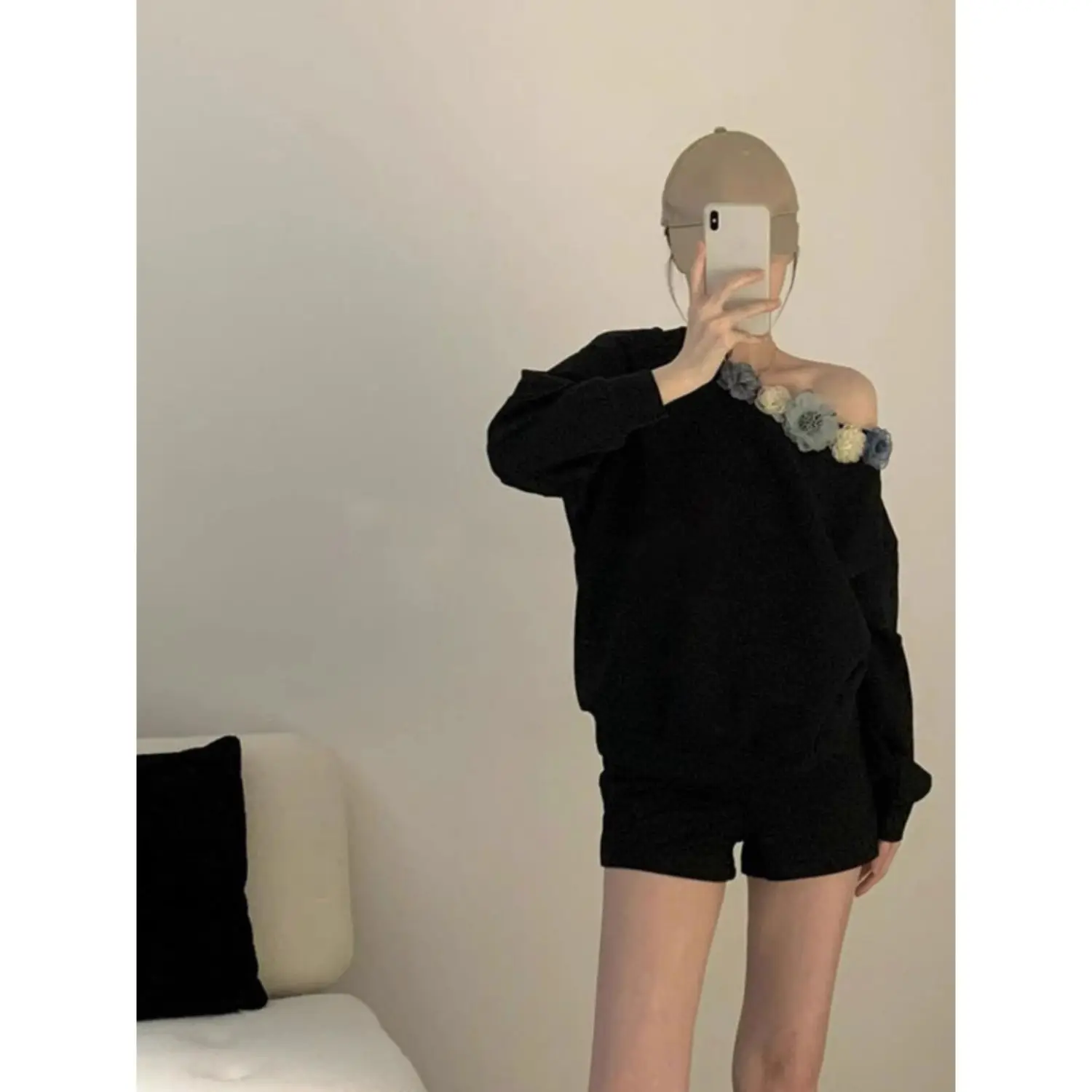 Sudaderas recortadas para mujer, ropa para mujer, cinta de pintura Rockabilly sin forro polar, flor moderna para niña, Kawaii, bohemio Y2K