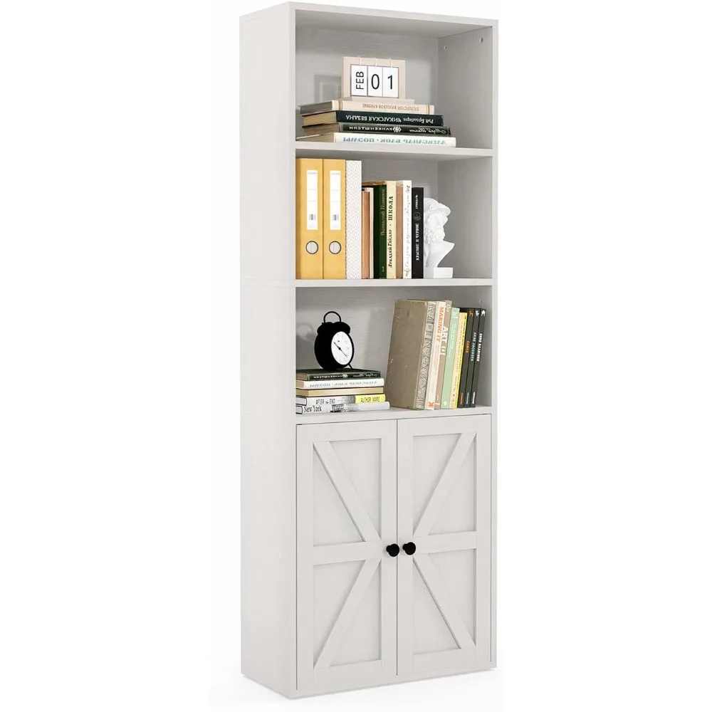 

5-Tier Bookshelf and Bookcase, Wooden Bookshelves with Cabinet Doors, Floor Bookshelves and Office Storage Cabinets for Home Of