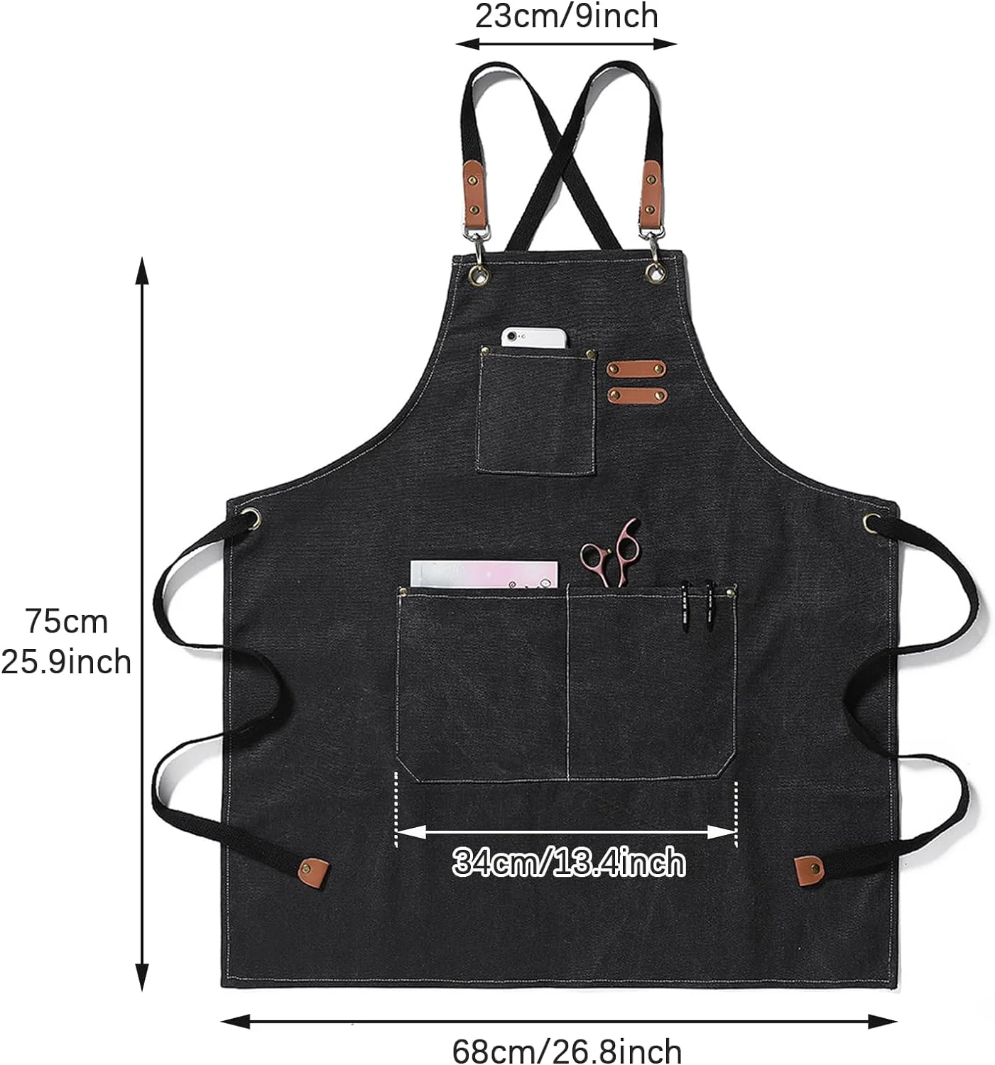 Thick Canvas Plain Apron Kitchen Home Barbecue Coffee Shop Waist Waist Hairdresser Working Apron