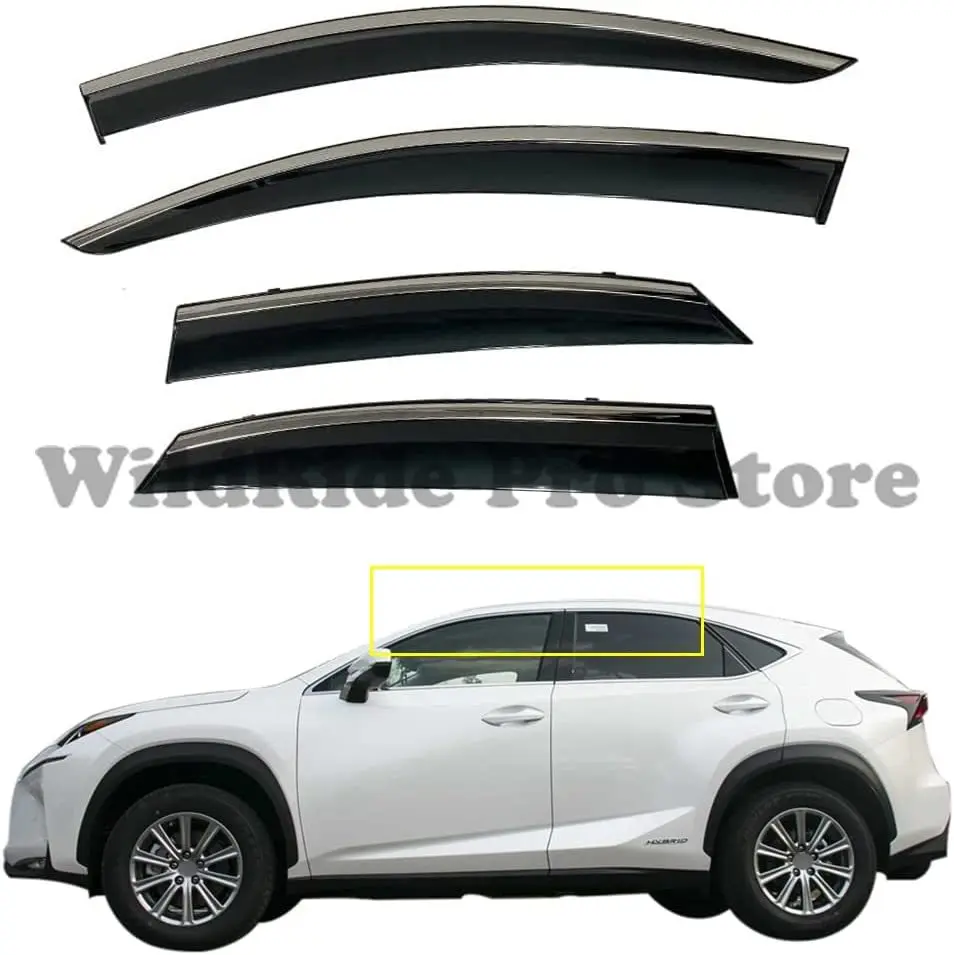 1 set Window Vent Visors Compatible with Lexus NX 2015-2020 Tape-on Side Wind Deflectors Visors 4-Piece Rain Shade Guard for Car