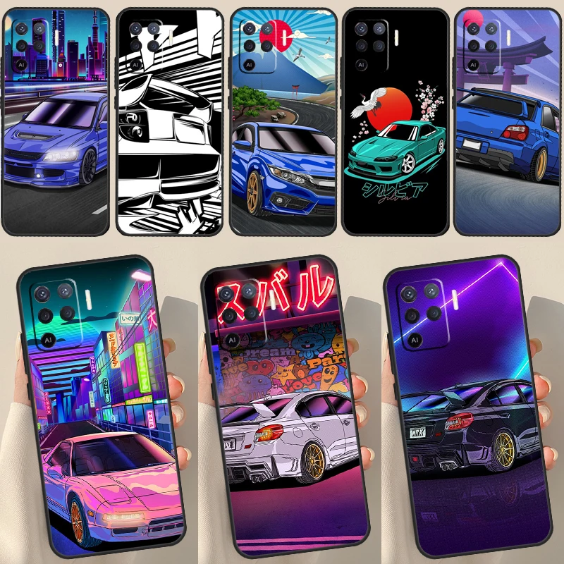 Tokyo JDM Drift Sports Car For OPPO Find X3 Lite X5 Pro A5 A9 A31 A53 S A83 A91 A93 A54 A74 A94 A15 A16 A52 A72 Case