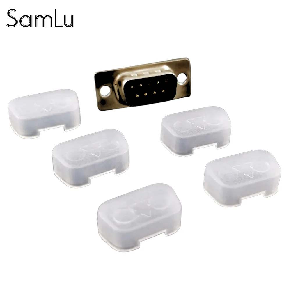 DB9P Male Dust Caps, 50pcs, 9-pin VGA Male Computer Serial/Parallel Port Dust Covers, Transparent Protective Plugs, FTTHELINK