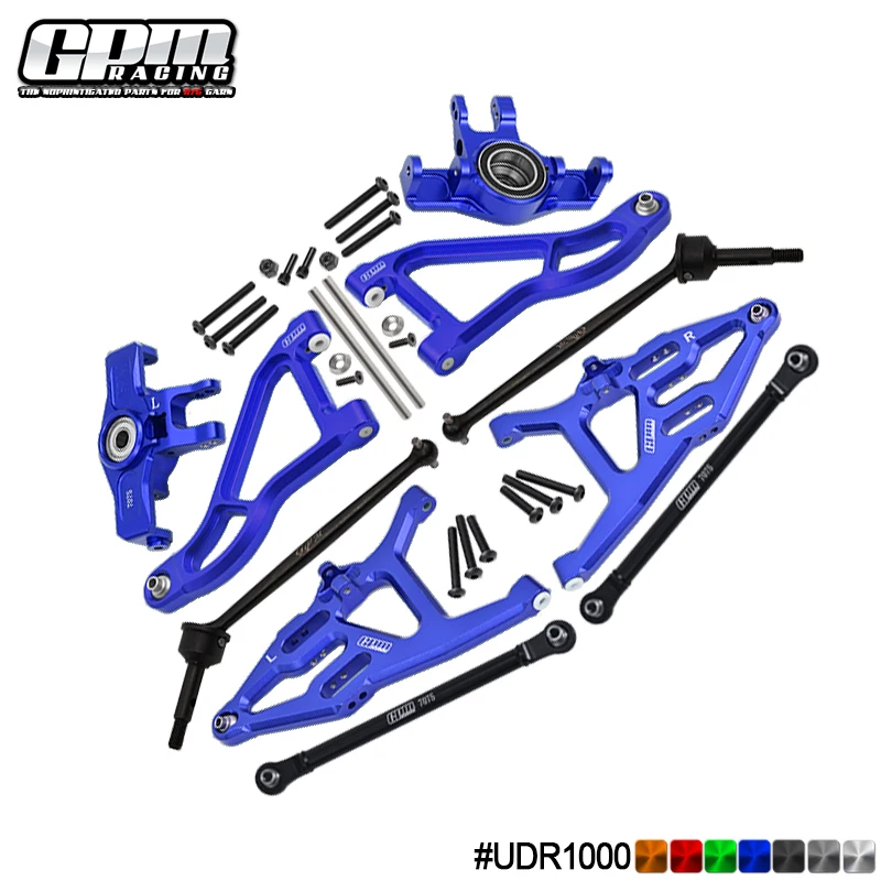 GPM Alloy Front Upper & Lower Suspension Arms + Front Axle Carriers + Front CVD Driveshaft + Front Toe Links For TRAXXAS 1/7 UDR