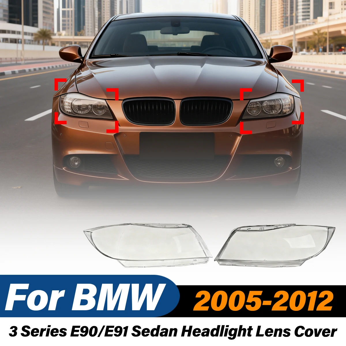

For BMW 3 Series E90/E91 Sedan 2005 2006 2007 2008 2009 2010 2011 2012 Car Headlight ABS Lamp Lens Cover Body Modification Kit