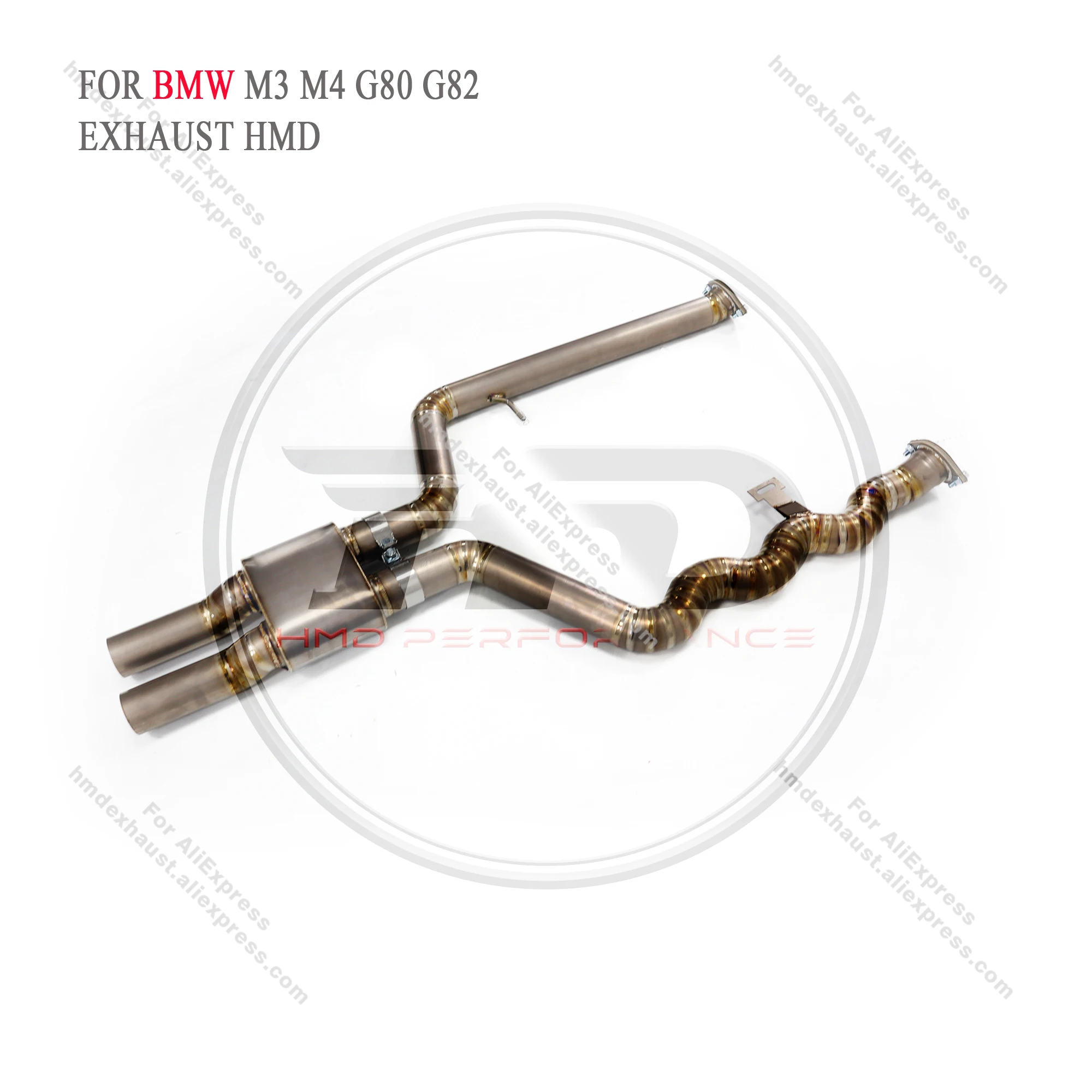 Limited time offer HMD Titanium Alloy Exhaust System Equal Length Middle Pipe For BMW M3 M4 G80 G82 Car Resonator Racing Pipe