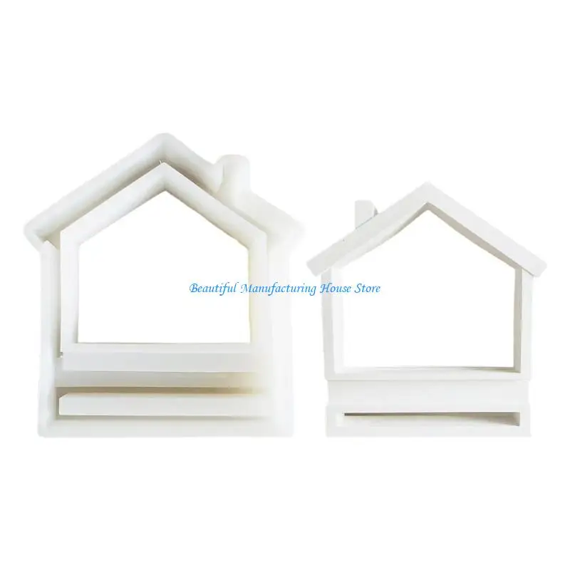 E56A Silicone Crafting Mold with House Designs Easy Demold Silicone House Base Ornament Mould for DIY Enthusiasts