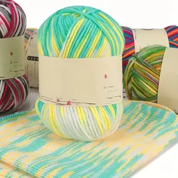 3pcs 150g Colorful Dyed 5-strand Milk Cotton Yarn Handmade DIY Woven Baby Sweater Scarf Thread Self Woven Yarn Ball