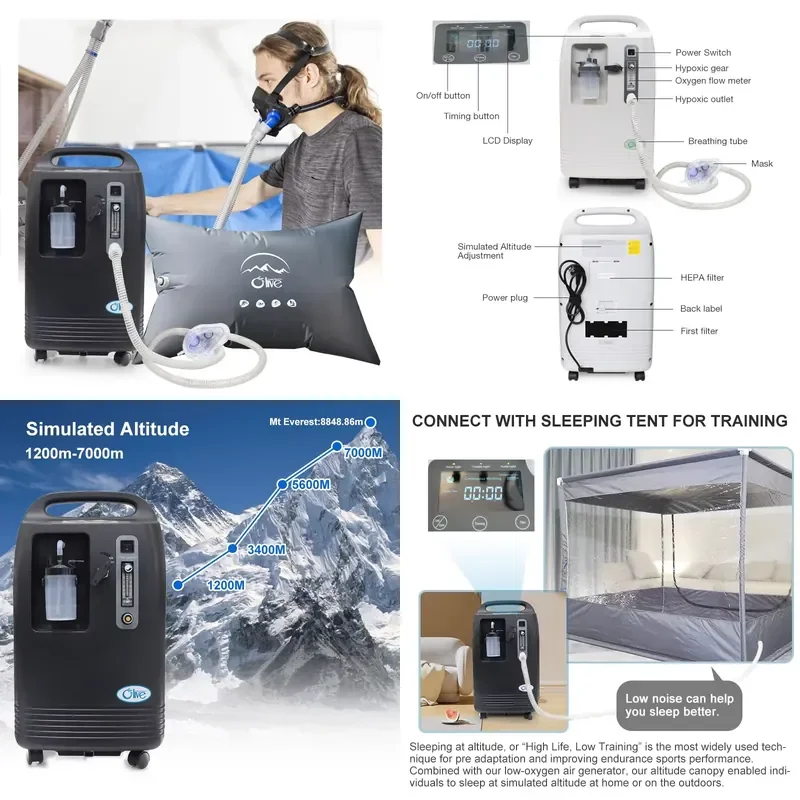 2026 Hot Sale Hypoxic Generator for OLIVE 1200-7000m High Altitude Simulated Hypoxia Air Tent for Deprivation Training IHHT