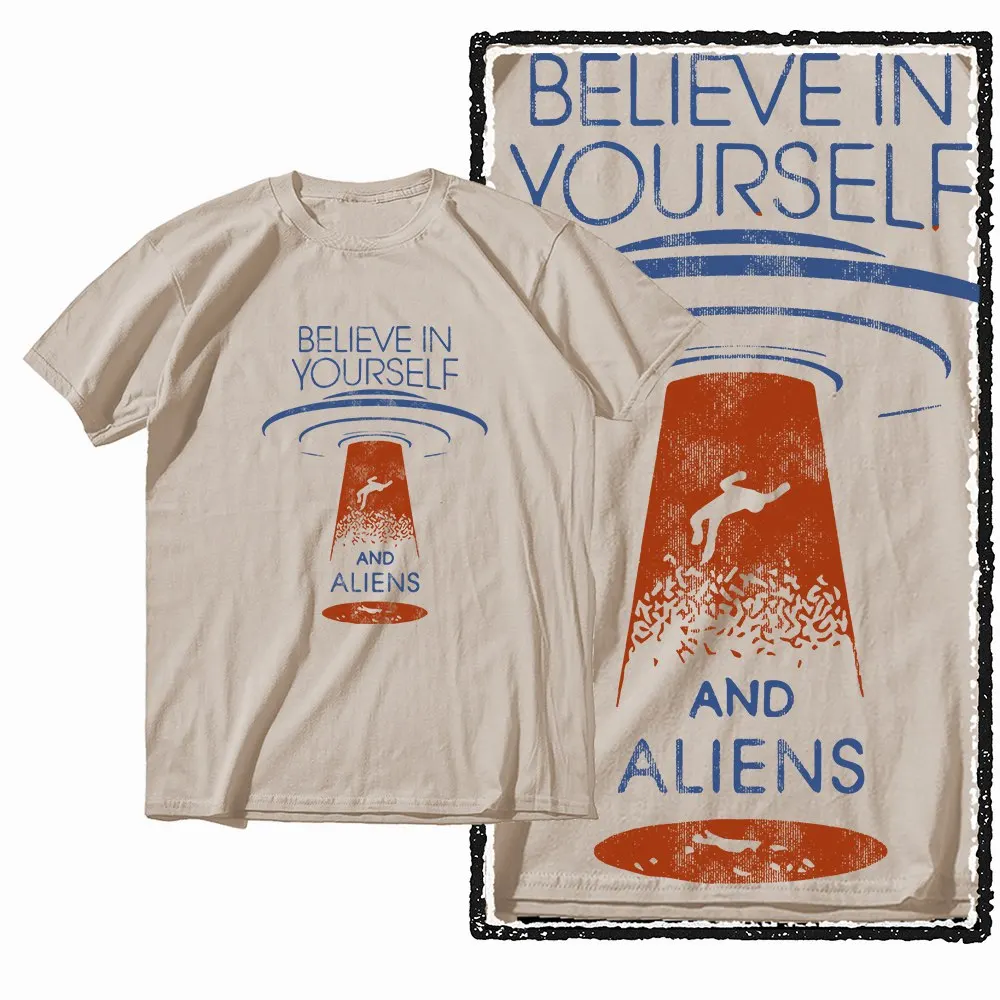 G44 Beige Cotton Men's Cool Space Graphic T-shirt |  Streetwear Big Size O-neck men's Tee Tshirt
