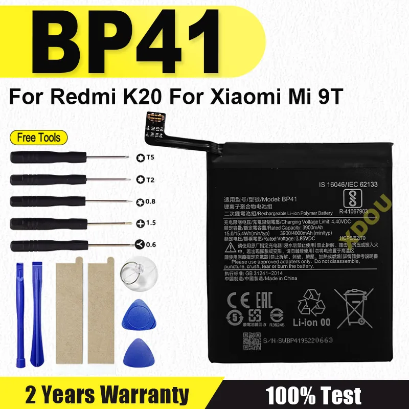 

Совершенно новый сменный аккумулятор BP41 4000 мАч для Redmi K20/Xiaomi Mi 9T BP41, аккумуляторы для телефонов + инструменты