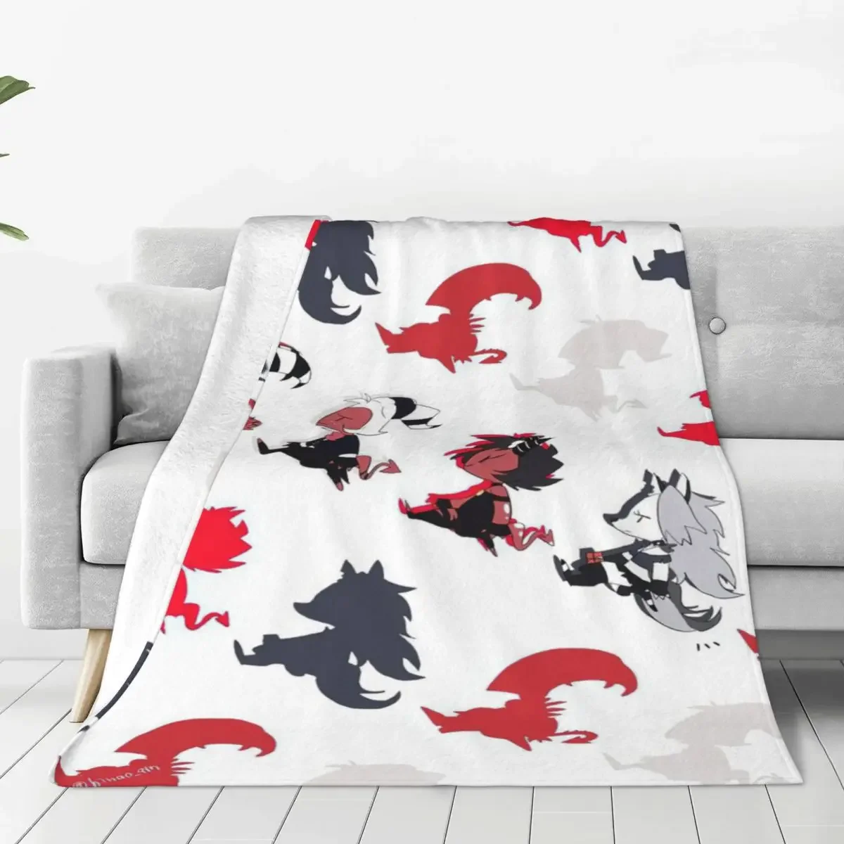 

Helluva Boss Anime Baby Blankets Flannel Print Cartoon Multifunction Super Warm Throw Blankets for Bedding Office Quilt