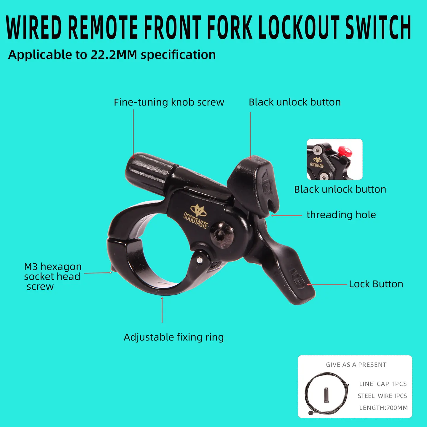 

Передняя вилка горного велосипеда, линия управления, аксессуар для ремонта амортизации, алюминиевый блокирующий переключатель, кнопка регулировки, контроллер