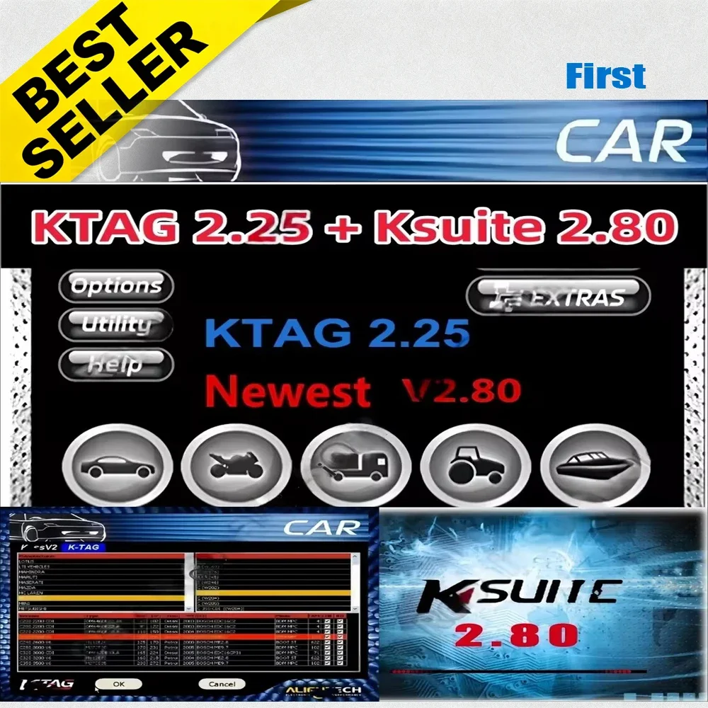 

Ktag 2.25 Ksuite 2.80 Software for KESS V2 V5.017 RSA Error Fix Unlock Tool Universal Car Truck Bike Tractor ECU Programming Too
