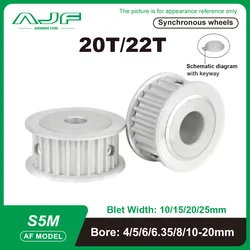 20Teeth 22Teeth S5M Timing Pulley  AF Type  5M-20T 22T Synchronizing wheel Bole 4-20mm Width 10/15/20/25mm Driving wheel