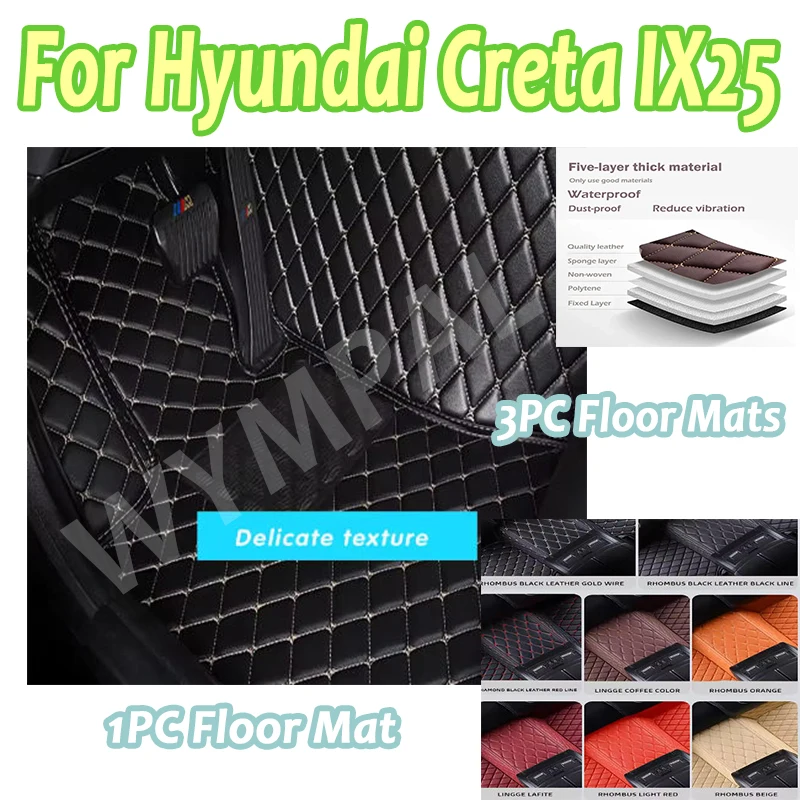

Роскошные автомобильные коврики для Hyundai Creta IX25 2019 2018 2017 2016 2015, защитные автомобильные кожаные аксессуары