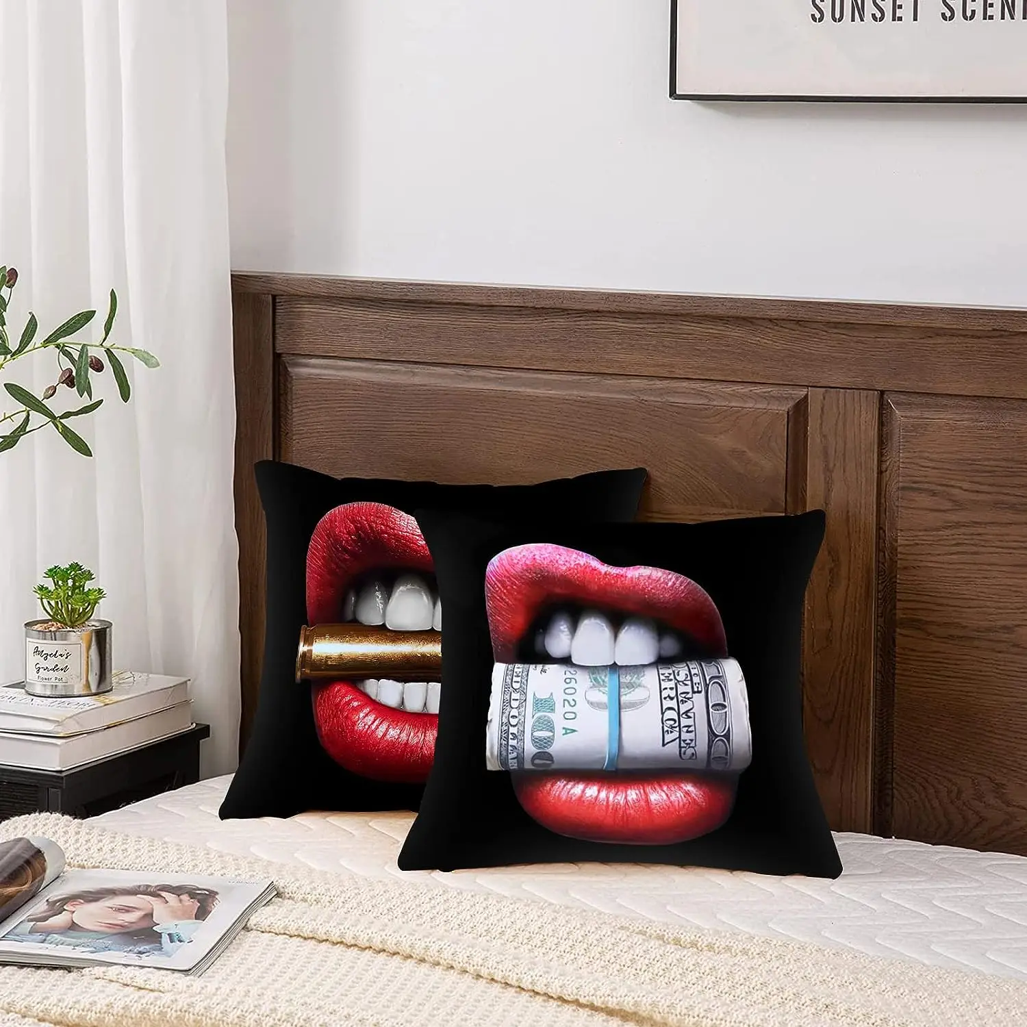 Fashion Decorative Pillowcase Sexy Red Lip Throw Pillowcase Modern Square Cushion Cover Sofa Car Home Decoration