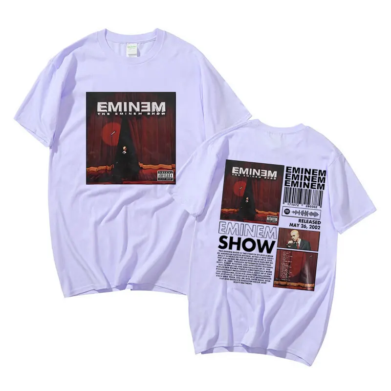 Rapper The Eminem Show Album Double Sided Print T Shirt Men Hip Hop Oversized T-shirts Male Vintage Style Streetwear Tees Summer