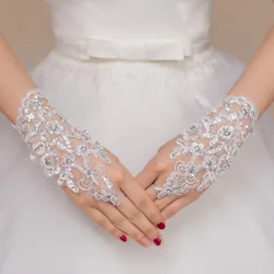 Rhinestone Lace Short Gloves Wedding Bridal Gloves Elegant Bridal Wedding Gloves Sexy Evening Prom Decor Performance Gloves