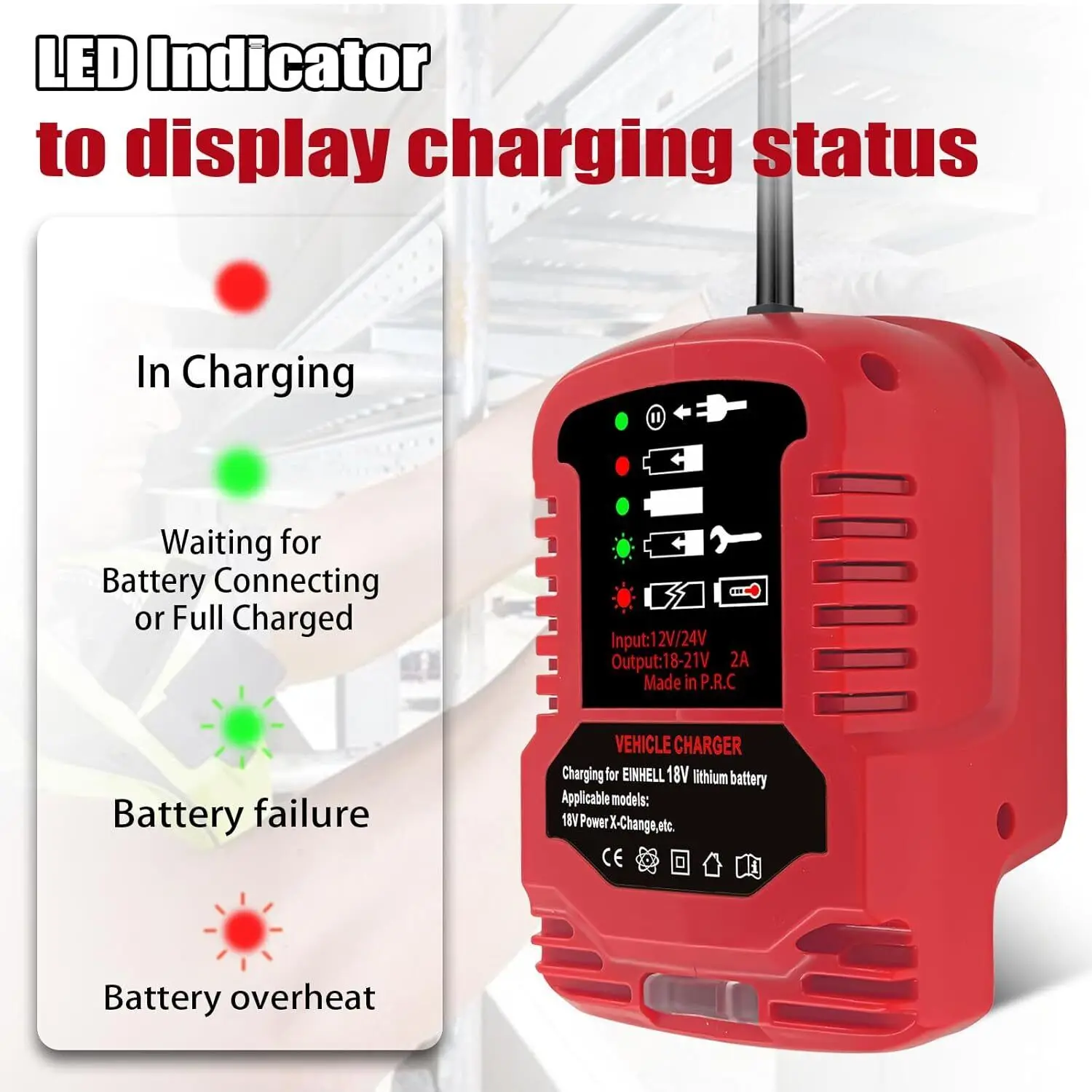 Imagem -05 - Estação de Carregador de Bateria Rápida Indicador Led com Isqueiro Carregador de Veículo 18v Li-ion