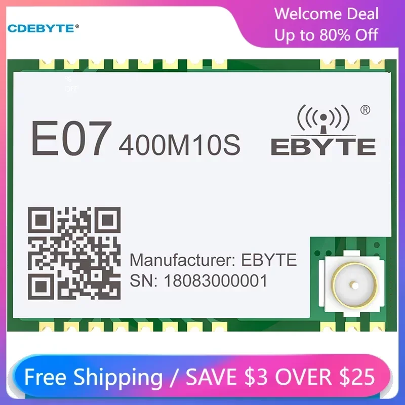 

CDEBYTE CC1101 400MHz 433MHz 10dBm Wireless RF Module SPI IPEX Stamp Hole 1.5km Data Transmitter Remote Control IoT E07-400M10S