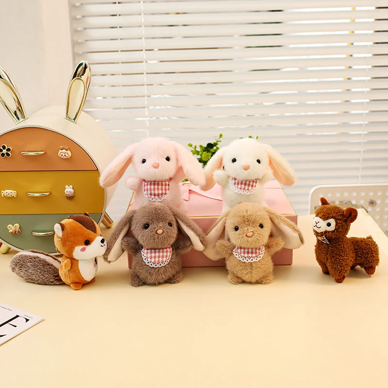 Squirrel Rabbit Alpaca Plush Backpack Pendant Keychain Boys Girls Toy Schoolbag Decoration Birthday Gift Cute Stuffed Keyring