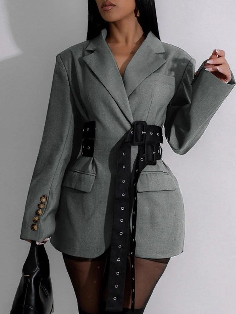 Elegant Blazer Coat For Women Fashion Lapel Oversized Suit Jackets 2025 New Autumn Winter Office Lady Casual Loose Outerwear