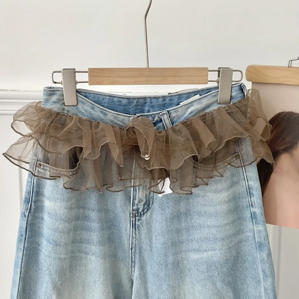 Minigonne alla moda in rete Balletcore stile coreano Y2k gonne con volant corte con lacci per tende da donna