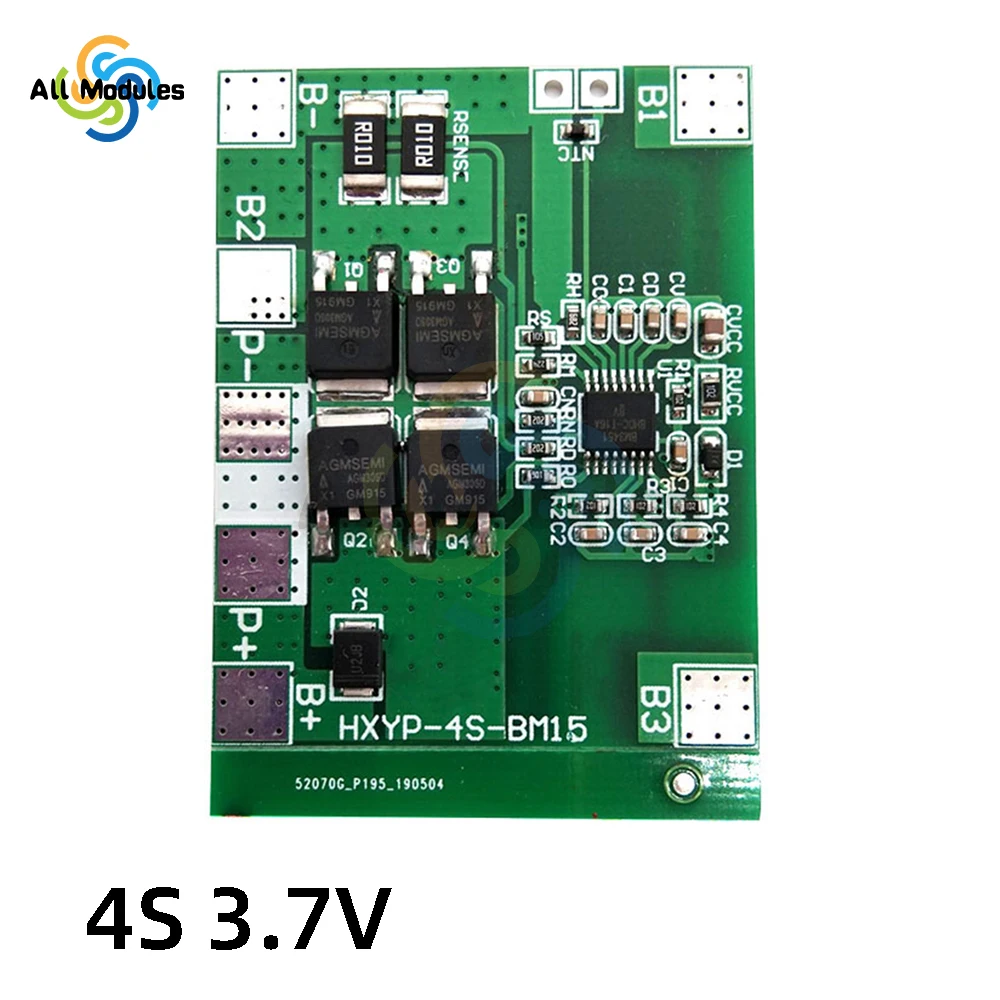 4S 14A 12.8V 18650 Lithium Iron Phosphate Protection Board LiFePO4 4S BMS Balancing Charging Circuit PCM 3PCS